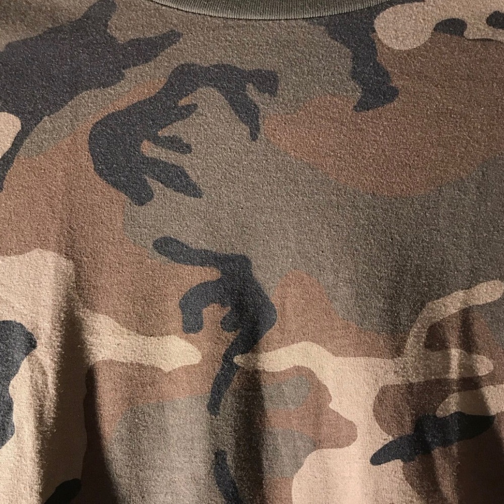 Camo print olive green brown army long sleeve shirt camping camouflage grunge - Picture 3 of 3